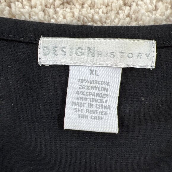 Design History Womans Blouse XXL Black Top Sleeveless Studded Embelished Stretch - Picture 10 of 16